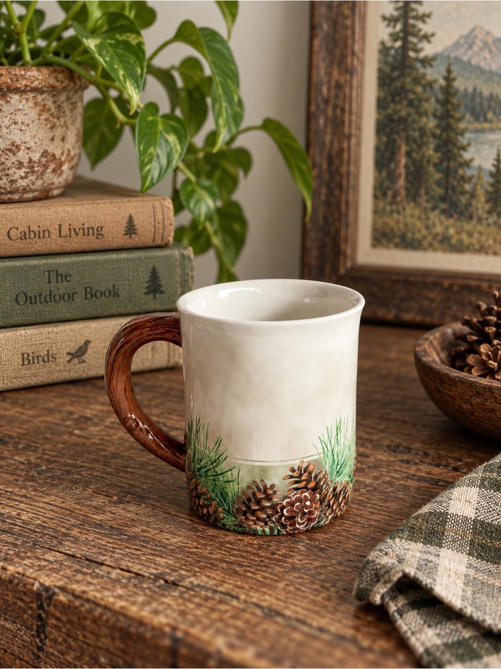 Wild Wings Rustic Pinecone Ceramic Mug